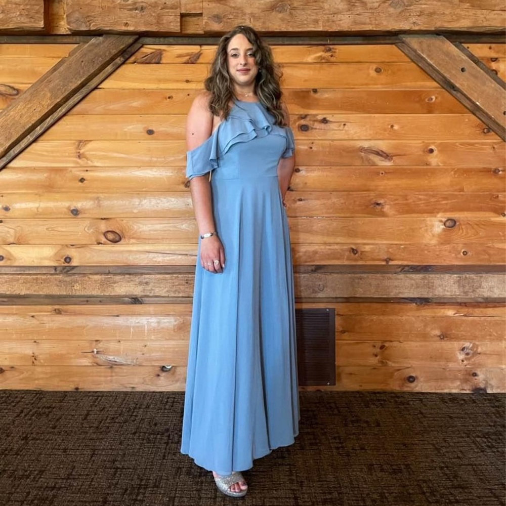 Blush blue bridesmaids dress